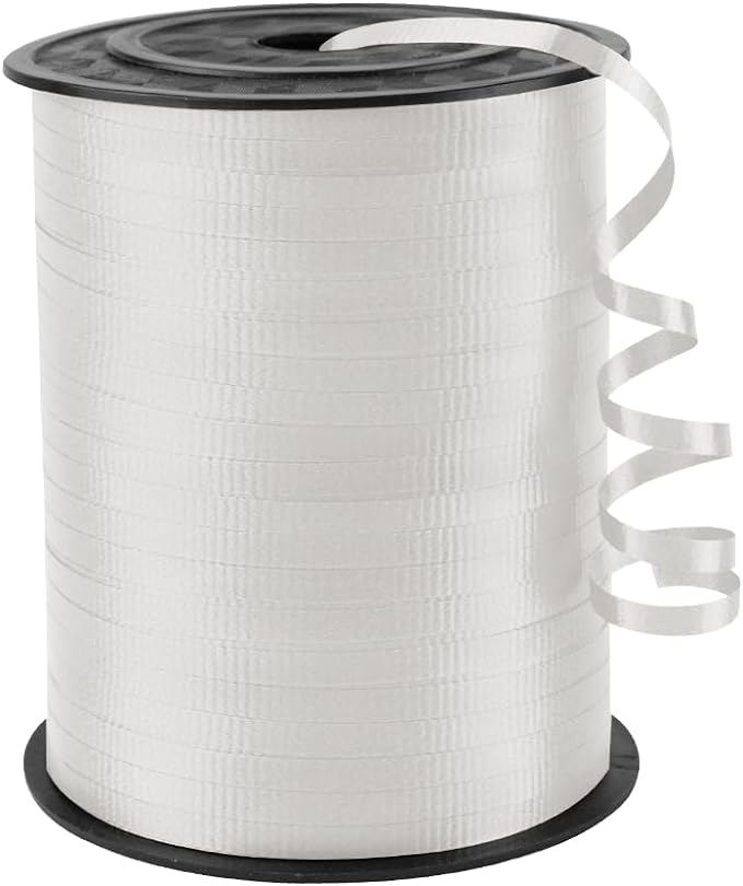 White Crimped Curling Ribbon, 1/5" Wide x 500 Yards Christmas Curling Ribbons by KMERLIFE