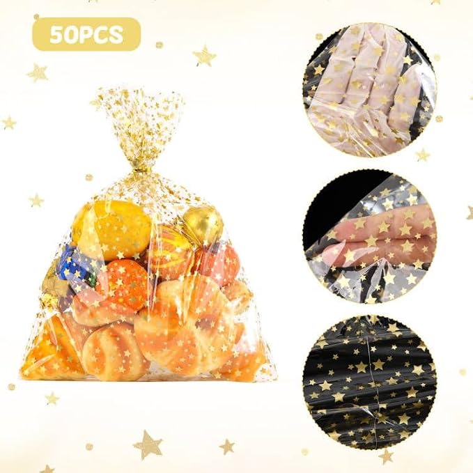 COQOFA 11" X 14" Cello Cellophane Treat, Party Favor, Cookie and Goodie Plastic - Image 3