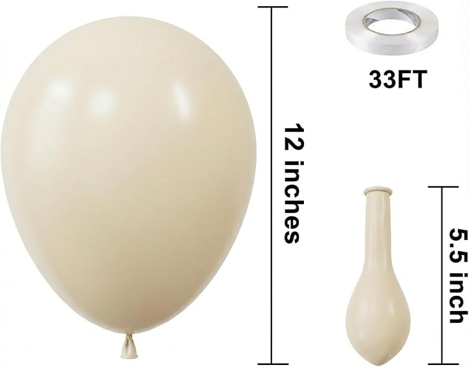 KBZVNAF White Sand Latex Party Balloons 50 Pack 12 inch | Cream Helium Matte - Image 2
