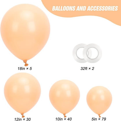 RUBFAC Nude Balloons Different Sizes Boho Beige Apricot Balloon Arch 154pcs | - Image 2