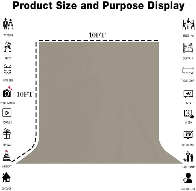 Grey Photography Backdrop for Photoshoot, Fabric 10x10ft | Polyester Studio - Image 3