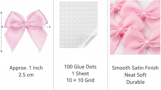 100 Mini Satin Ribbon Bows, Small Bows - Image 4