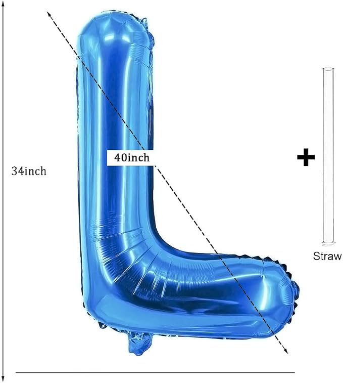 Letter Balloons 40 Inch Blue Giant Alphabet Balloons Letter L | Foil Mylar Big - Image 2