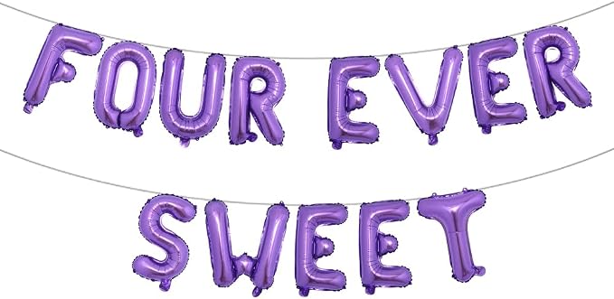 RUIANSI Four Ever Sweet Birthday Decorations, 4 Four Years Old Fourth 4th Girl by RUIANSI