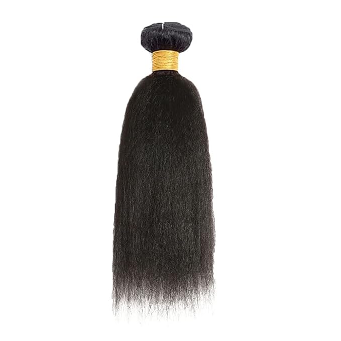 Color 1B Kinky Straight Bundles Human Hair Yaki Straight Bundles 26 Inch Brazilian Grade 8A Virgin Remy Hair Extensions Double Weft Natural Black Yaki Bundle