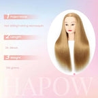 80% Real Hair Mannequin Head Training Head Manikin Cosmetology Doll Head for Hairdresser Practice Braiding Hair Styling with Clamp stand 26-28inch