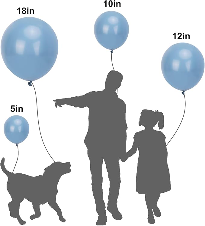 APLANET 150pcs Dusty Blue Balloons Different Sizes 18 12 10 5 Inch Slate Blue - Image 3