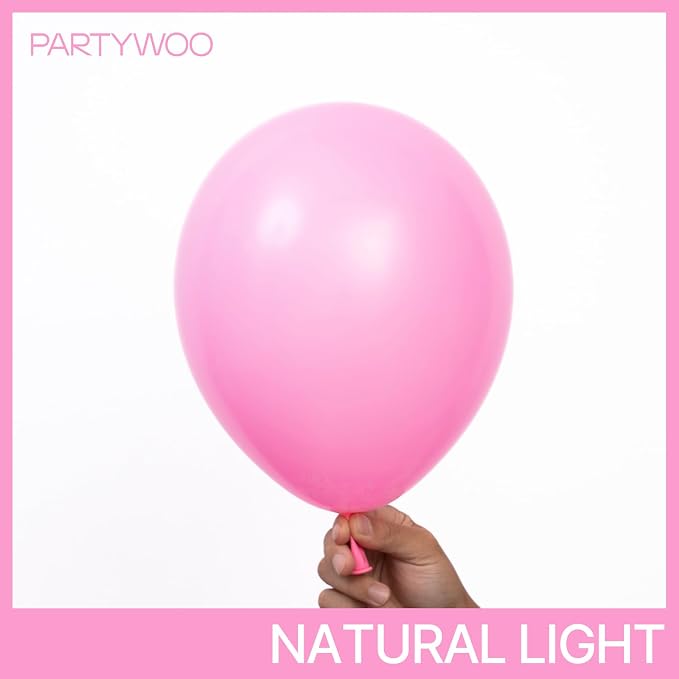 PartyWoo Pink Balloons 50pcs 12 Inch Matte Pink Balloon Arch Kit - Image 2