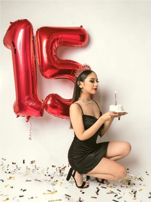 Red Number 5 Balloon 40 inch, Balloon numbers party supplies, deco photo shoot - Image 5