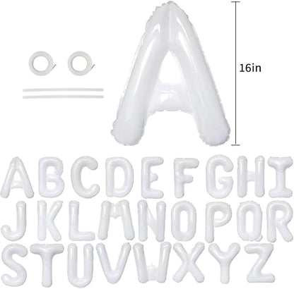 TONIFUL White Letter Balloons 2 Set 16 Inch A-Z Custom Alphabet Banner | 52 Pcs - Image 2