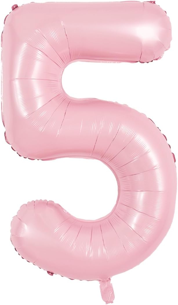 TONIFUL 40 Inch Pastel Pink Number 5 Balloons Large Foil 5th Birthday Decor | by TONIFUL