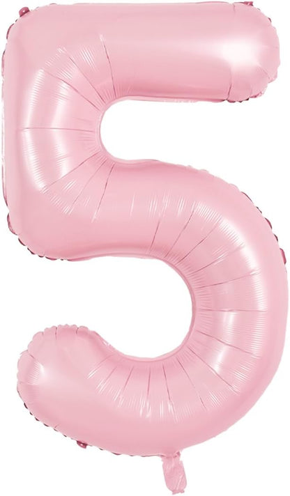 TONIFUL 40 Inch Pastel Pink Number 5 Balloons Large Foil 5th Birthday Decor | by TONIFUL