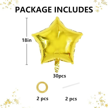 TONIFUL 30 Pcs Star Shaped Balloons 18 Inch Large Gold Foil Balloons | Big - Image 2
