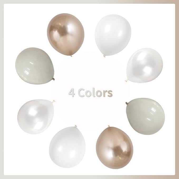 Champagne Gold and White Balloons, Neutral Ivory White Gold Balloons - Image 8