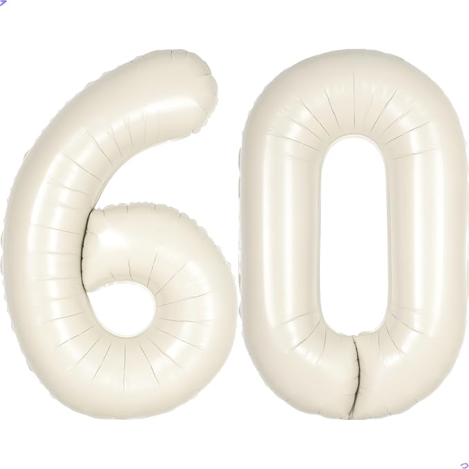 Cream White Number 60 Balloon for First Birthday Decorations, 40 inch Huge by Unknown