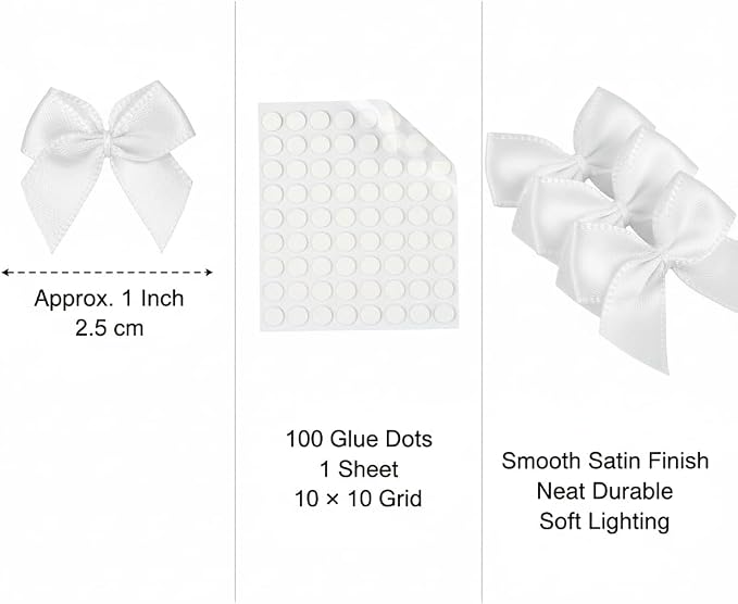 100 Mini Satin Ribbon Bows, Small Bows - Image 3