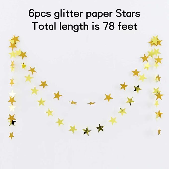 BEISHIDA Gold Glitter Star Garland Banner Decor Twinkle Star Banner Backdrop - Image 2