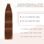 Tape in Hair Extensions Human Hair 20pcs 18Inch Dark Auburn Straight Remy Human Hair for Women Seamless Remy Tape in Hair Extensions(33#, 18 Inch)