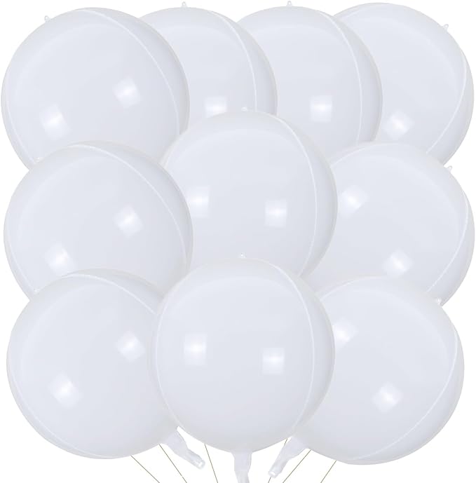 22 Inch Milk White Mylar Balloons, Large 4D Giant Round Foil Balloon by KALOR