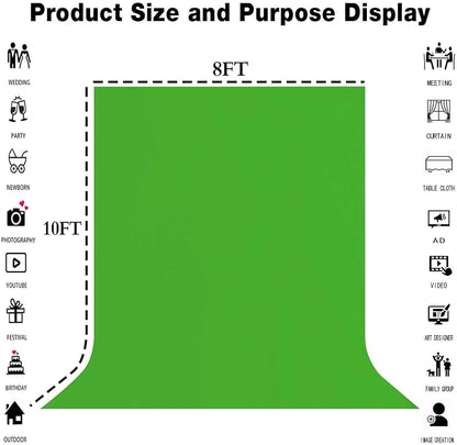 Green Screen Backdrop for Photoshoot, Fabric 8x10ft | Polyester Studio Photo - Image 3