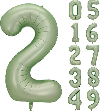 Number 2 Balloon, 40-Inch Sage Green Number Balloon | 40-inch foil balloon by GifloonOfficial