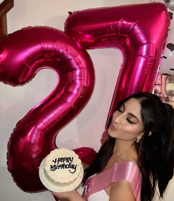 Hot Pink Number 7 Balloon 40 inch, Balloon numbers party supplies, deco photo - Image 4