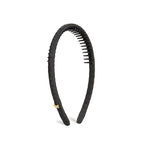 SHE'S FREE STYLE JUST FOR YOU Upgraded Classic Thin Headbands for Women, Non-Slip Polyester & Plastic Hair Bands with Teeth for Strong Hold Grip, Durable Hair Accessories (Gold-K0, Upgrade)