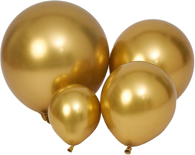 100pcs Metallic Gold Balloons Different Sizes 18 inch +12 inch +10 inch +5 inch by DECGOL