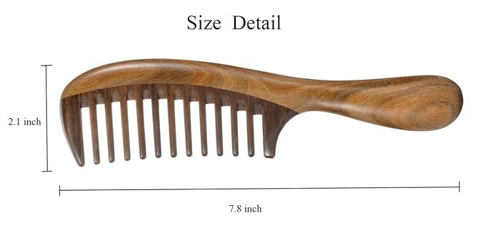 Louise Maelys 2pcs Wooden Wide Tooth Hair Comb Sandalwood Tail Combs for Curly Thick Hair Styling
