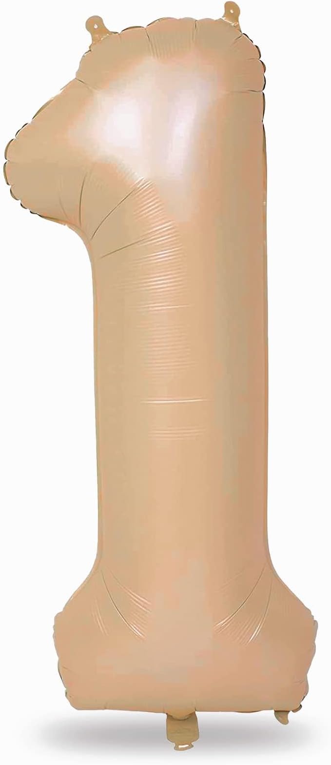 Nude Number 1 Balloons, 40 Inch Tan 1st Birthday Foil Balloon by Lingqiang
