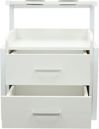 Suspended Salon Station for Hair Stylist, Wall Mounted Styling Salon Station Storage Cabinet w/2*Drawers &Hair Dryer Stand,Floating Nightstand Stylist Storage Cabinet for Home (Sliver+White)