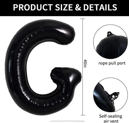 TONIFUL 40 Inch Large Black G Letter Balloon - Image 2
