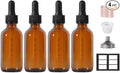 Dropper Bottle,2 oz 4 Pack Glass Droppers Bottle for Oils Eye Dropper Small Travel Oil Amber Dropper with 1 Funnel & 6 Labels - Essential Oils Bottles Tincture Bottles With Dropper Leakproof