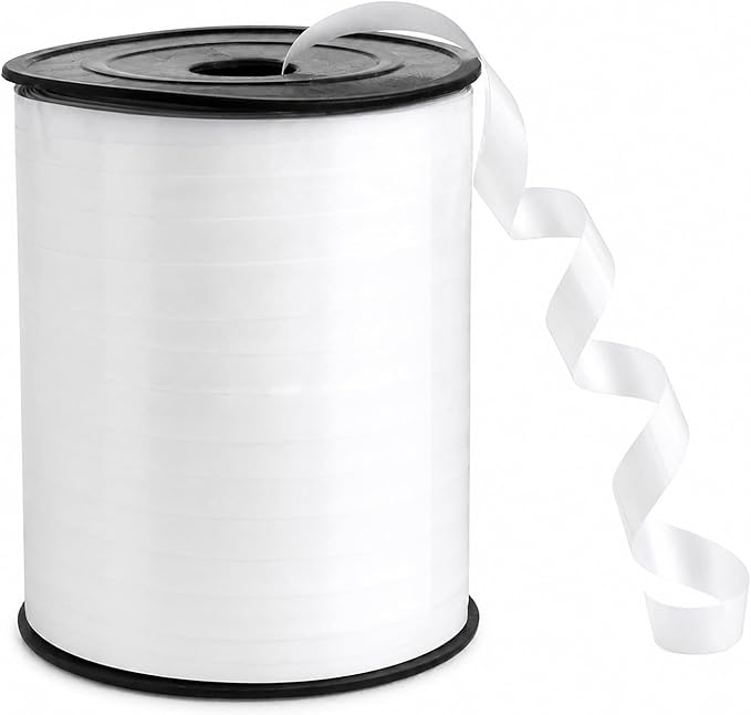 TONIFUL 250 Yards Shiny White Curling Ribbon 10mm Wide Balloon String | White by TONIFUL
