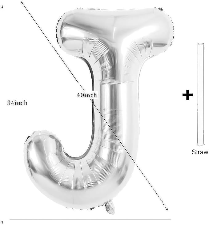 Silver Letter Balloons 40 Inch Large Alphabet Balloon Letter J | Foil Mylar Big - Image 2