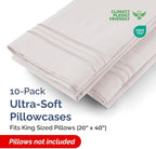 King Pillow Cases Set of 10 - Ultra Soft Hotel Quality Pillowcase Covers - Comfy. Cozy & Wrinkle Free - Shrink, Stain and Fade Resistant - Machine Washable Pillow Protectors - 10 Pcs Set - Light Grey