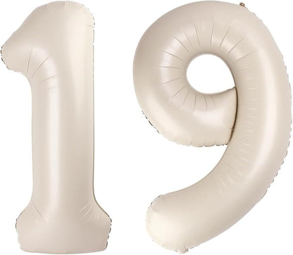 40 Inch Big Cream White 19 91 Balloon Number, Jumbo Giant Happy 19th 91 by Upgesy