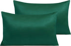 NTBAY Zippered Satin Pillow Cases for Hair and Skin, Luxury Queen Hidden Zipper Pillowcases Set of 2, 20x30 Inches, Dark Green
