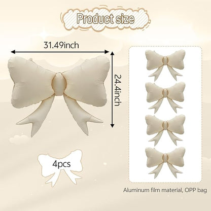 4pcs Jumbo Oversized Ribbon Balloons Coquette Bow Balloons Bow Party Coquette - Image 3