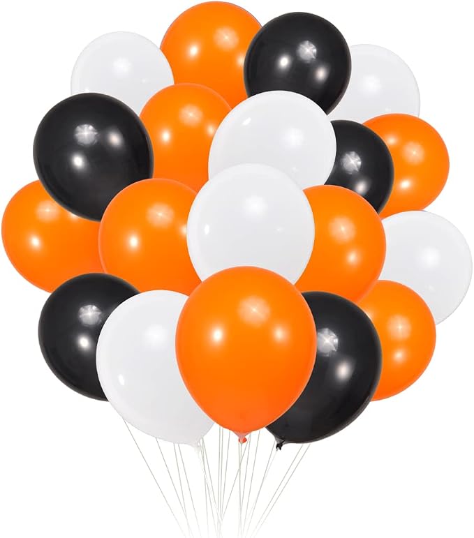300 Pack White Black and Orange Balloons 100 of each of the 3 colors 12 inch by ZWZLIULIAN