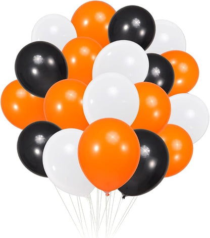 300 Pack White Black and Orange Balloons 100 of each of the 3 colors 12 inch by ZWZLIULIAN