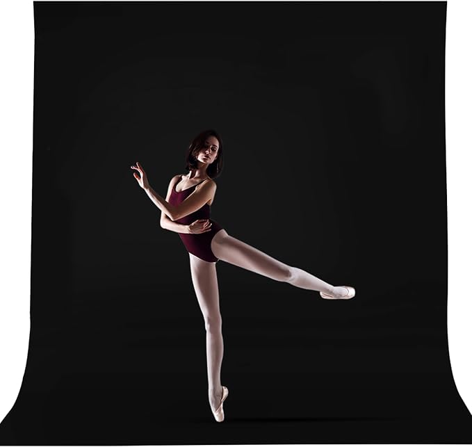 CPLIRIS 10x12ft Black Backdrop for Photography, Large Seamless Polyester Fabric by CPLIRIS
