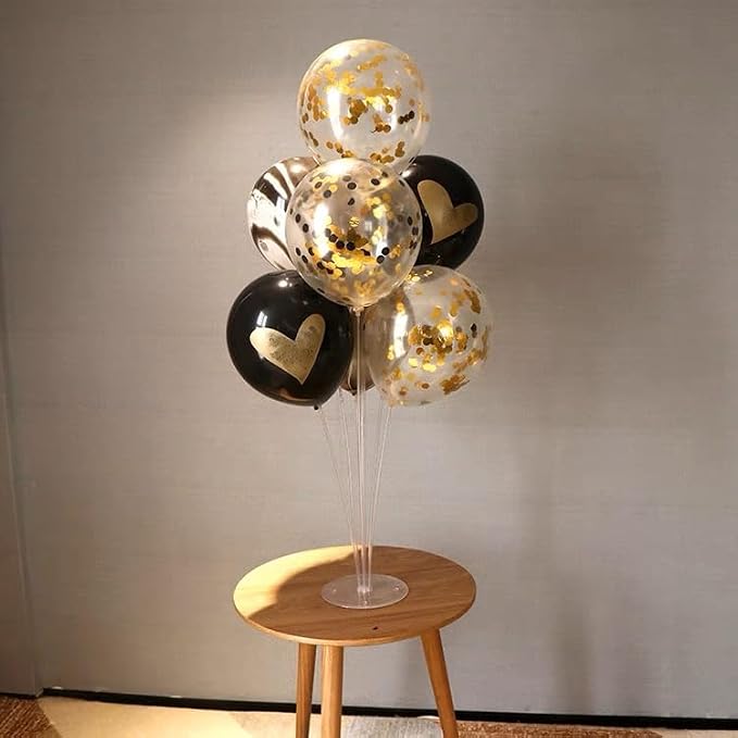 Bezente Black Gold Confetti Latex Balloons 60 Pack 12 inch | Black Gold - Image 4