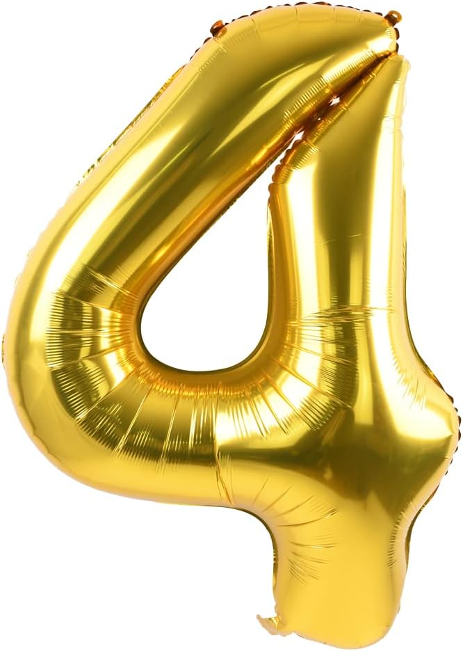 TONIFUL 40 Inch Gold Number 4 Balloons Large Foil 4th Birthday Decorations | by TONIFUL
