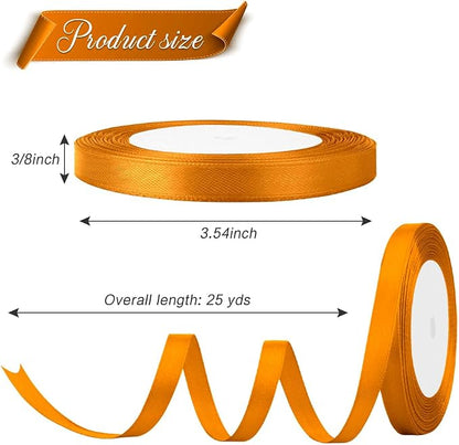 Orange Ribbon Gold Fall Ribbon for Gift Wrapping 3/8 in 25 Yards Ribbons for - Image 2