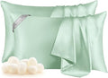 THXSILK Set of 2 Silk Pillowcase for Hair and Skin, 100% Mulberry Silk Bed Pillowcase Ultra-Soft, Hypoallergenic Soft Breathable Silk Pillow Case with Hidden Zipper, King Size 20"x36", Turquoise Green