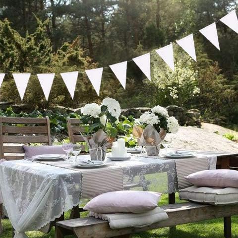 40 Ft White Party Decorations Triangle Pennant Banner Pearlescent Shimmer White - Image 5