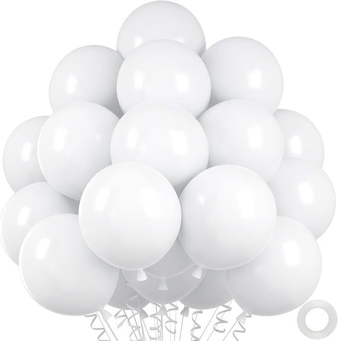 50pcs White Balloons, Helium Quality 12inch White Party Balloon by Colorfullifefromnowon