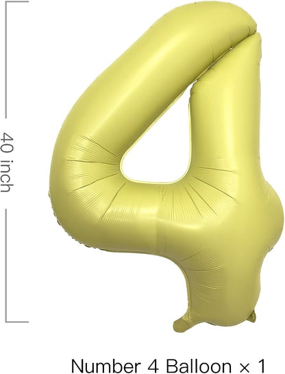 Pastel Yellow Number 4 Balloon 40 Inch Light Yellow Foil Number Balloons 4th - Image 2