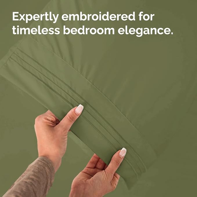 Queen Pillow Cases Set of 10 - Ultra Soft Hotel Quality Pillowcase Covers - Comfy, Cozy & Wrinkle Free - Shrink, Stain & Fade Resistant - Machine Washable Pillow Protectors - 10 Pcs Set - Sage Green